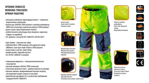 SPODNIE ROBOCZE DO PASA OSTRZEGAWCZE SOFTSHELL,ŻÓŁTE, ROZ.XL NEO SPODNIE ROBOCZE DO PASA OSTRZEGAWCZE SOFTSHELL,ŻÓŁTE, ROZ.XL NEO