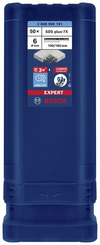 WIERTŁO DO MŁOTKÓW SDS+ 7X EXPERT 6*100/165MM 50 SZT. BOSCH WIERTŁO DO MŁOTKÓW SDS+ 7X EXPERT 6*100/165MM 50 SZT. BOSCH