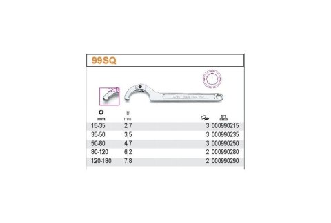 KLUCZ HAKOWY Z PAZUREM PRZEGUBOWY 120-180MM BETA KLUCZ HAKOWY Z PAZUREM PRZEGUBOWY 120-180MM BETA