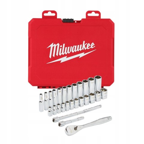 ZESTAW NASADEK 1/4'' Z GRZECHOTKĄ 28 SZT. MILWAUKEE ZESTAW NASADEK 1/4'' Z GRZECHOTKĄ 28 SZT. MILWAUKEE