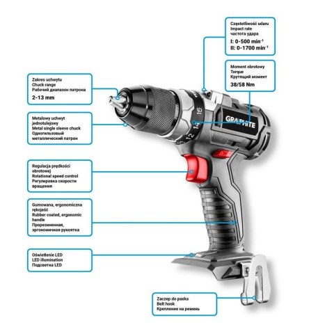 WIERTARKO-WKRĘTARKA AKUMULAT.BEZSZCZ.ENERGY+18V 2AH GRAPHITE WIERTARKO-WKRĘTARKA AKUMULAT.BEZSZCZ.ENERGY+18V 2AH GRAPHITE
