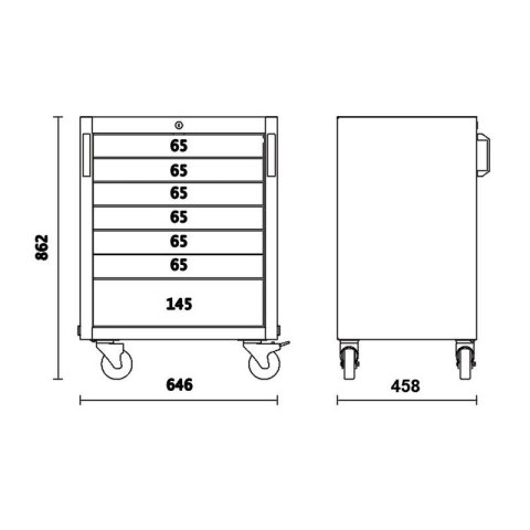 WÓZEK NARZĘDZIOWY Z 7 SZUFLADAMI SYSTEM C45PRO BETA WÓZEK NARZĘDZIOWY Z 7 SZUFLADAMI SYSTEM C45PRO BETA