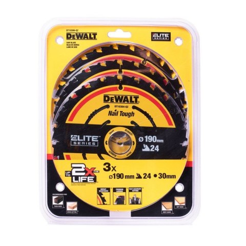 PIŁA TARCZOWA DO DREWNA ELITE 190*30MM 24 ZĘBY 3-PAK DEWALT PIŁA TARCZOWA DO DREWNA ELITE 190*30MM 24 ZĘBY 3-PAK DEWALT