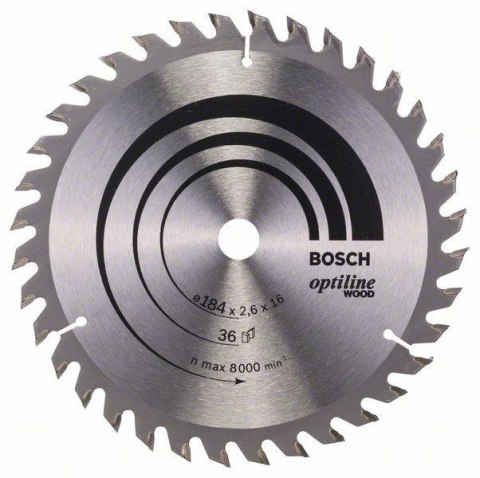 PIŁA TARCZOWA-H OPTILINE WOOD 184*2.6*16/Z36 BOSCH PIŁA TARCZOWA-H OPTILINE WOOD 184*2.6*16/Z36 BOSCH