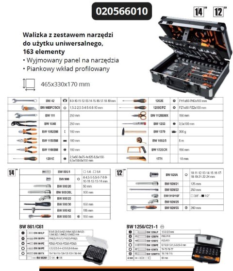ZESTAW NARZĘDZI 163 SZTUK W WALIZCE BETA ZESTAW NARZĘDZI 163 SZTUK W WALIZCE BETA