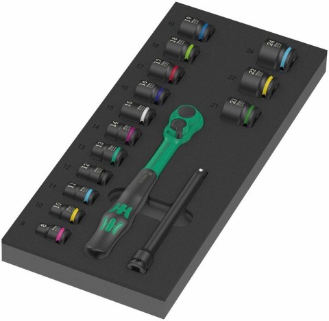 WKŁADKA PIANKOWA 9724 ZESTAW Z GRZECHOTKĄ ZYKLOP 3/8'' 16CZ. WERA WKŁADKA PIANKOWA 9724 ZESTAW Z GRZECHOTKĄ ZYKLOP 3/8'' 16CZ. WERA
