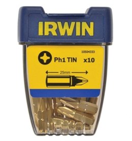 GROT, BIT TYPU PHILLIPS TIN-TYTANOWY 1/4' 25MM 10SZT. PH1 IRWIN