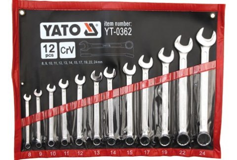 KOMPLET KLUCZY PŁASKO-OCZKOWYCH 12-CZĘŚCI 8-24MM POLEROWANE YATO KOMPLET KLUCZY PŁASKO-OCZKOWYCH 12-CZĘŚCI 8-24MM POLEROWANE YATO