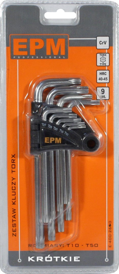 KOMPLET KLUCZY TORX TYP L T10-T50 9SZT. KRÓTKIE EPM KOMPLET KLUCZY TORX TYP L T10-T50 9SZT. KRÓTKIE EPM