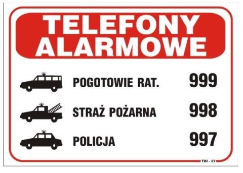 TABLICA 25*17.5CM TELEFONY ALARMOWE UN TABLICA 25*17.5CM TELEFONY ALARMOWE UN