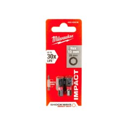 BIT, GROT, KOŃCÓWKA HEX10 25MM 2 SZT MILWAUKEE