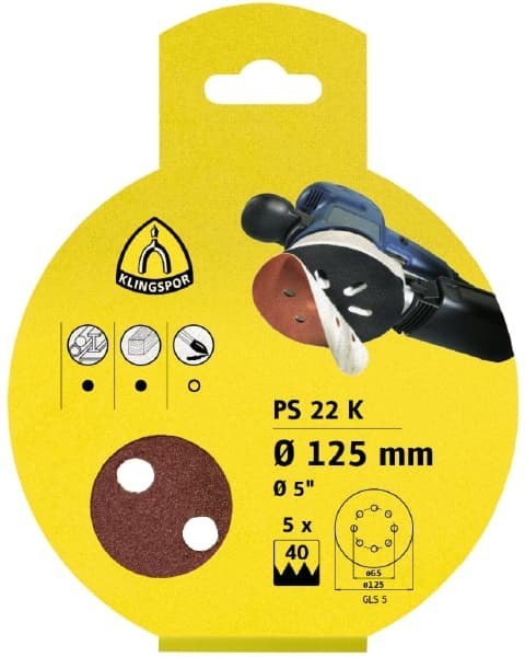 KRĄŻEK PRZYCZEPNY 125MM PS22K GLS5 GR.40 KPL.5SZT 241614 KLINGSPOR KRĄŻEK PRZYCZEPNY 125MM PS22K GLS5 GR.40 KPL.5SZT 241614 KLINGSPOR