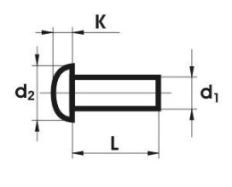 NIT ALUMINIOWY PEŁNY Z ŁBEM KULISTYM 5.0*8 MM UN