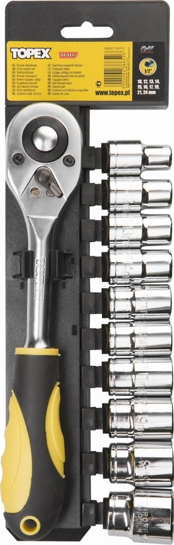 KLUCZE NASADOWE 1/2'' ZESTAW 11 SZTUK TOPEX