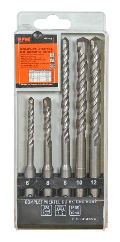 ZESTAW WIERTEŁ SDS+ DO BETONU 6,8 - KR, 8,10,12 - DŁ. SZT. EPM ZESTAW WIERTEŁ SDS+ DO BETONU 6,8 - KR, 8,10,12 - DŁ. SZT. EPM