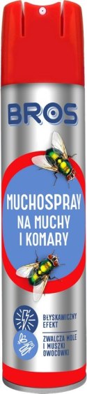 BROS Muchospray 520/400 ml | Aerozol na owady latające | Efekt knock-down