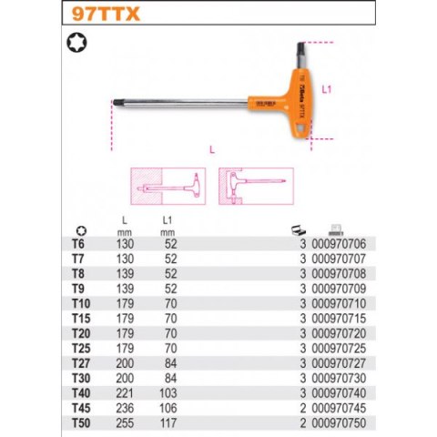 KLUCZ TRZPIENIOWY KĄTOWY PROFIL TORX T45 BETA KLUCZ TRZPIENIOWY KĄTOWY PROFIL TORX T45 BETA