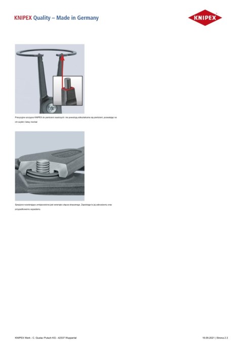 PRECYZYJNE SZCZYPCE DO PIERŚCIENI ZEW.PROSTE 180MM KNIPEX PRECYZYJNE SZCZYPCE DO PIERŚCIENI ZEW.PROSTE 180MM KNIPEX