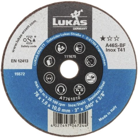 TARCZA PŁASKA T1A 76*1.0*6 A46S-BF INOX PREMIUMFLEX ROTTLUFF