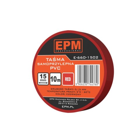 TAŚMA IZOLACYJNA 15MM*10M CZERWONA EPM TAŚMA IZOLACYJNA 15MM*10M CZERWONA EPM