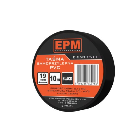 TAŚMA IZOLACYJNA 19MM*10M CZARNA EPM TAŚMA IZOLACYJNA 19MM*10M CZARNA EPM