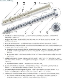 DYBEL RAMOWY ŁEB SZEŚCIOKĄTNY PODKŁADKOWY AC TORX 10/260MM ARVEX