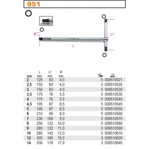 KLUCZ TRZPIENIOWY TYPU T 12MM BETA KLUCZ TRZPIENIOWY TYPU T 12MM BETA