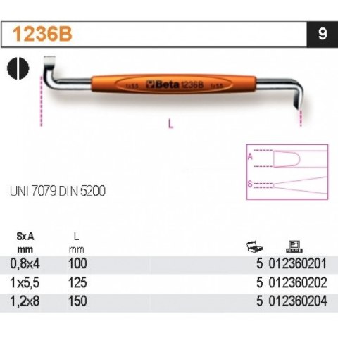 WKRĘTAK PŁASKI KĄTOWY DWUSTRONNY 0.8*4MM BETA WKRĘTAK PŁASKI KĄTOWY DWUSTRONNY 0.8*4MM BETA