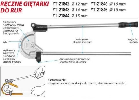 GIĘTARKA DO RUR 14MM YATO GIĘTARKA DO RUR 14MM YATO