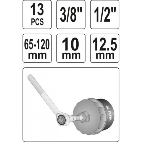 KLUCZE NASADOWE DO FILTRÓW OLEJU 13 CZĘŚCI YATO KLUCZE NASADOWE DO FILTRÓW OLEJU 13 CZĘŚCI YATO