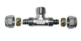 TRÓJNIK PEX/PEX GWINT ZEWNĘTRZNY 16*1/2*16*2 WKŁADKA ALU. UN TRÓJNIK PEX/PEX GWINT ZEWNĘTRZNY 16*1/2*16*2 WKŁADKA ALU. UN