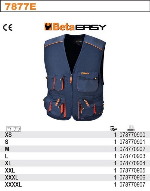 KAMIZELKA ROBOCZA EASY Z KIESZENIAMI GRANATOWA 7877E XL BETA KAMIZELKA ROBOCZA EASY Z KIESZENIAMI GRANATOWA 7877E XL BETA