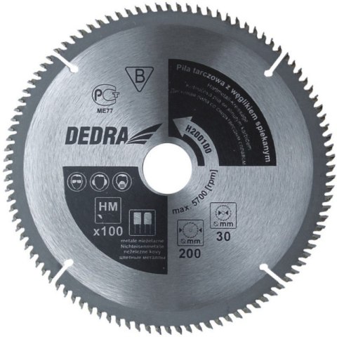PIŁA TARCZOWA DO ALUMINIUM 250*30MM/100Z DEDRA PIŁA TARCZOWA DO ALUMINIUM 250*30MM/100Z DEDRA