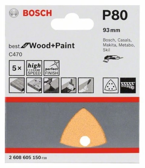 PAPIER ŚCIERNY DELTA 93MM G80 5PC. BOSCH PAPIER ŚCIERNY DELTA 93MM G80 5PC. BOSCH