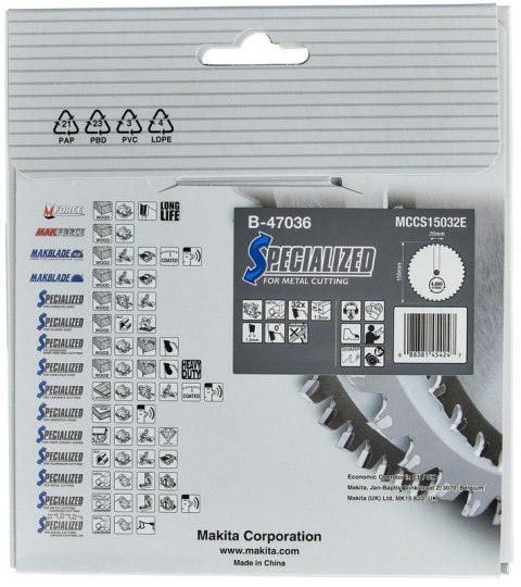 PIŁA SPIEKOWA DO METALU 150*20MM 32Z MAKITA PIŁA SPIEKOWA DO METALU 150*20MM 32Z MAKITA