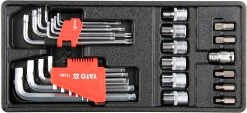 WKŁAD DO SZUFLADY KLUCZE HEX, TORX, NASADKI 31 CZĘŚCI YATO WKŁAD DO SZUFLADY KLUCZE HEX, TORX, NASADKI 31 CZĘŚCI YATO