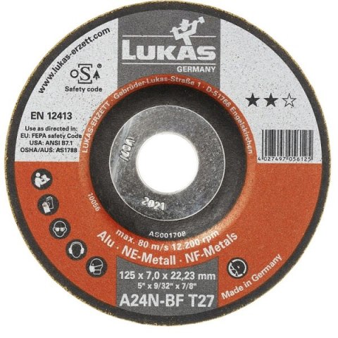 TARCZA WYPUKŁA T27 125*7.0*22 A36N/A24N-BF ALU PROMAX ROTTLUFF TARCZA WYPUKŁA T27 125*7.0*22 A36N/A24N-BF ALU PROMAX ROTTLUFF