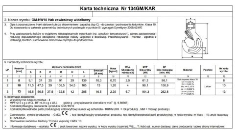 HAK ZAWIESIOWY SWORZNIOWY Z ZABEZPIECZENIEM G10 6MM WLL UN HAK ZAWIESIOWY SWORZNIOWY Z ZABEZPIECZENIEM G10 6MM WLL UN