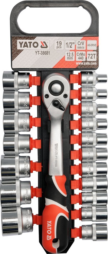 KOMPLET NASADEK Z GRZECHOTKĄ 1/2'' 19 CZĘŚCI YATO KOMPLET NASADEK Z GRZECHOTKĄ 1/2'' 19 CZĘŚCI YATO