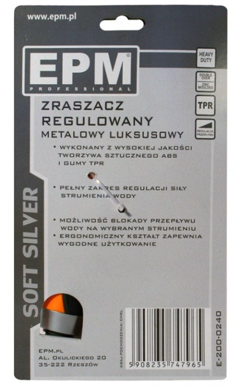 ZRASZACZ PISTOLETOWY REGULOWANY SOFT SILVER EPM ZRASZACZ PISTOLETOWY REGULOWANY SOFT SILVER EPM
