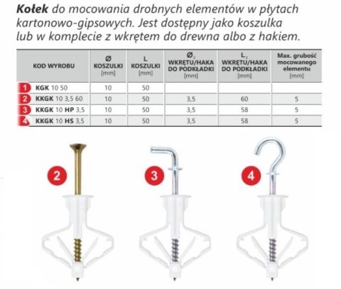 KOŁEK ROZPOROWY DO PUSTYCH PRZESTRZENI KKGK 10 HP 3.5/P UN KOŁEK ROZPOROWY DO PUSTYCH PRZESTRZENI KKGK 10 HP 3.5/P UN