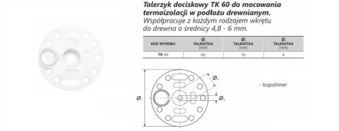 KOŁNIERZ DOCISKOWY DO STYROPIANU I WEŁNY FI 60MM Z ZATYCZKĄ UN KOŁNIERZ DOCISKOWY DO STYROPIANU I WEŁNY FI 60MM Z ZATYCZKĄ UN