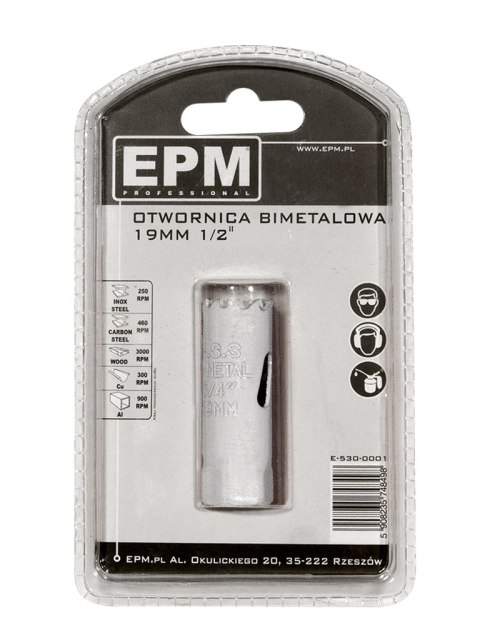 OTWORNICA BI-METALOWA 19MM UCHWYT 1/2'' EPM OTWORNICA BI-METALOWA 19MM UCHWYT 1/2'' EPM