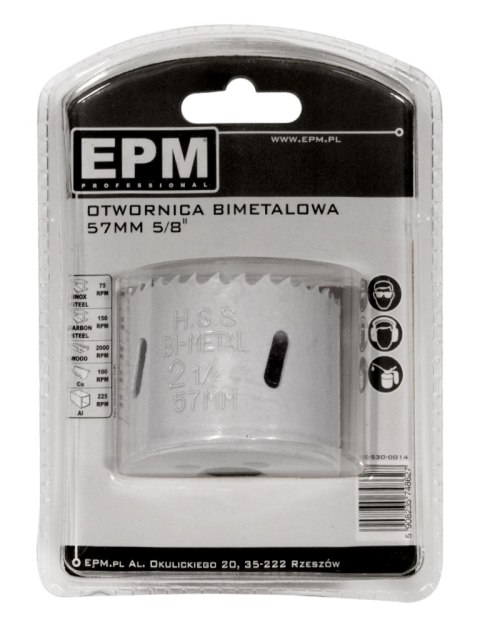 OTWORNICA BI-METALOWA 57MM UCHWYT 5/8'' EPM OTWORNICA BI-METALOWA 57MM UCHWYT 5/8'' EPM
