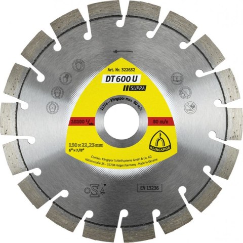 TARCZA DIAMENTOWA SEGMENTOWA DT600U 125MM 322631 KLINGSPOR TARCZA DIAMENTOWA SEGMENTOWA DT600U 125MM 322631 KLINGSPOR