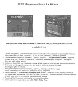 WKRĘT MEBLOWY DO ŁĄCZENIA PŁYT 4.0*33MM SPAX SPAX