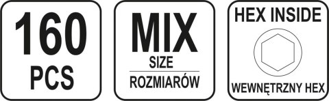 160 SZT ŚRUB IMBUSOWYCH BEZ ŁBA USTALAJĄCE MIX YATO 160 SZT ŚRUB IMBUSOWYCH BEZ ŁBA USTALAJĄCE MIX YATO