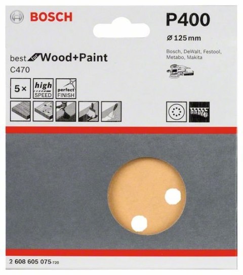 KRĄŻEK ŚCIERNY RW D125 G400 5PC. 8OTW BOSCH KRĄŻEK ŚCIERNY RW D125 G400 5PC. 8OTW BOSCH