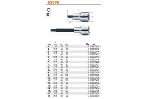 NASADKA 1/2' KOŃCÓWKA TRZPIENIOWA HEX 5MM BETA NASADKA 1/2' KOŃCÓWKA TRZPIENIOWA HEX 5MM BETA