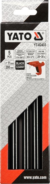 WKŁADY KLEJOWE 11,2X200MM 5SZT CZARNE YATO WKŁADY KLEJOWE 11,2X200MM 5SZT CZARNE YATO